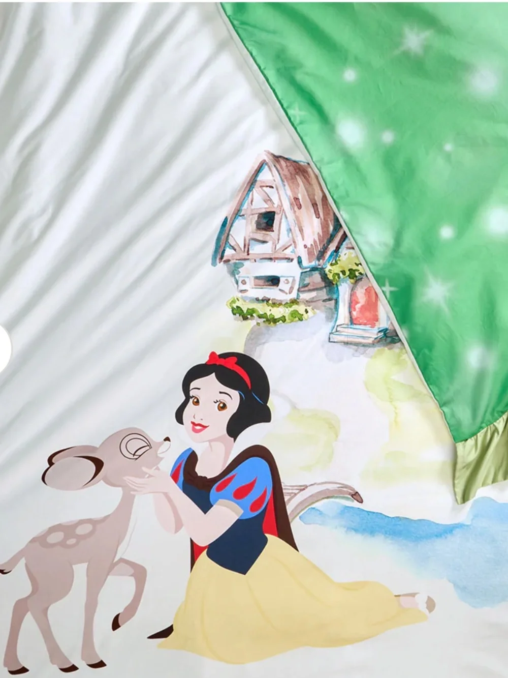 Posh Peanut Disney Princess Snow White Reversible Ruffled Duvet Cover in Green -